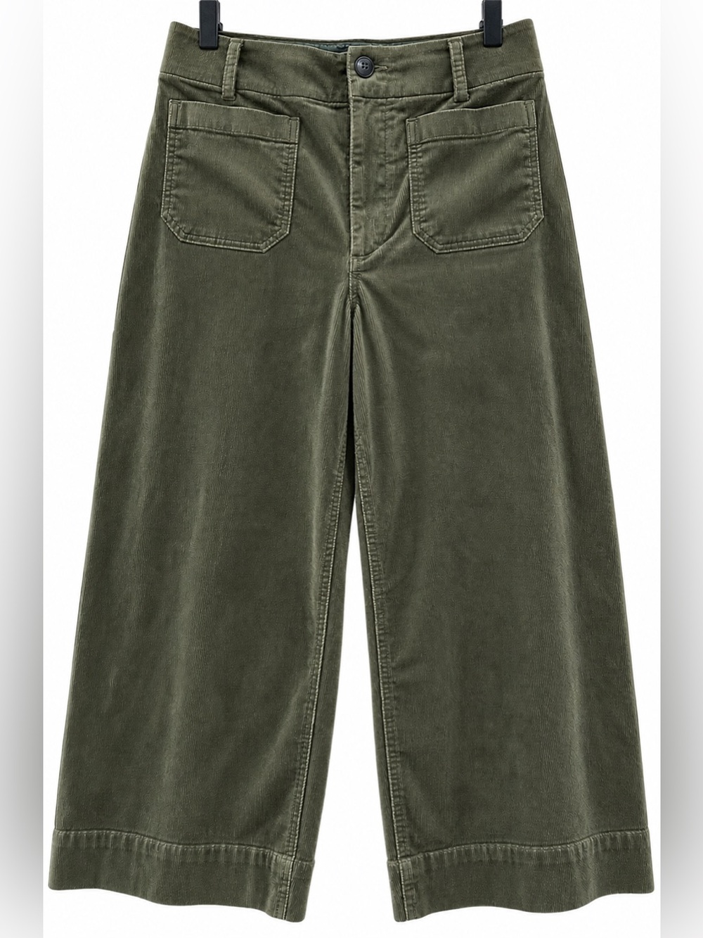 Maeve The Colette Wide Leg High Rise Cropped Corduroy Pants Olive Size 31